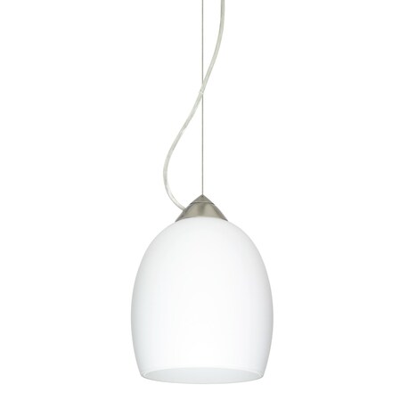 Besa Lighting Lucia Cord Pendant, Opal Matte, Satin Nickel Finish, 1x100W Incandescent 1KX-169707-SN